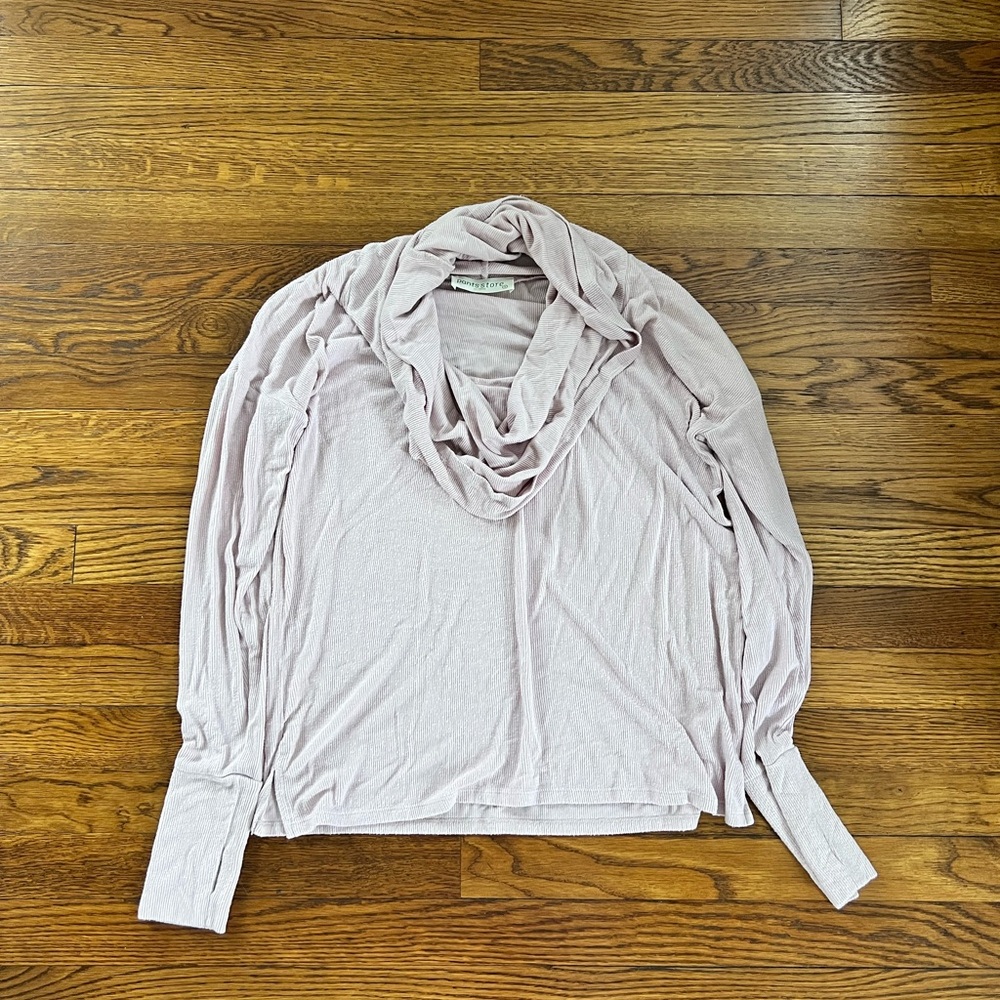 Light Pink Drape Neck Long Sleeve Top